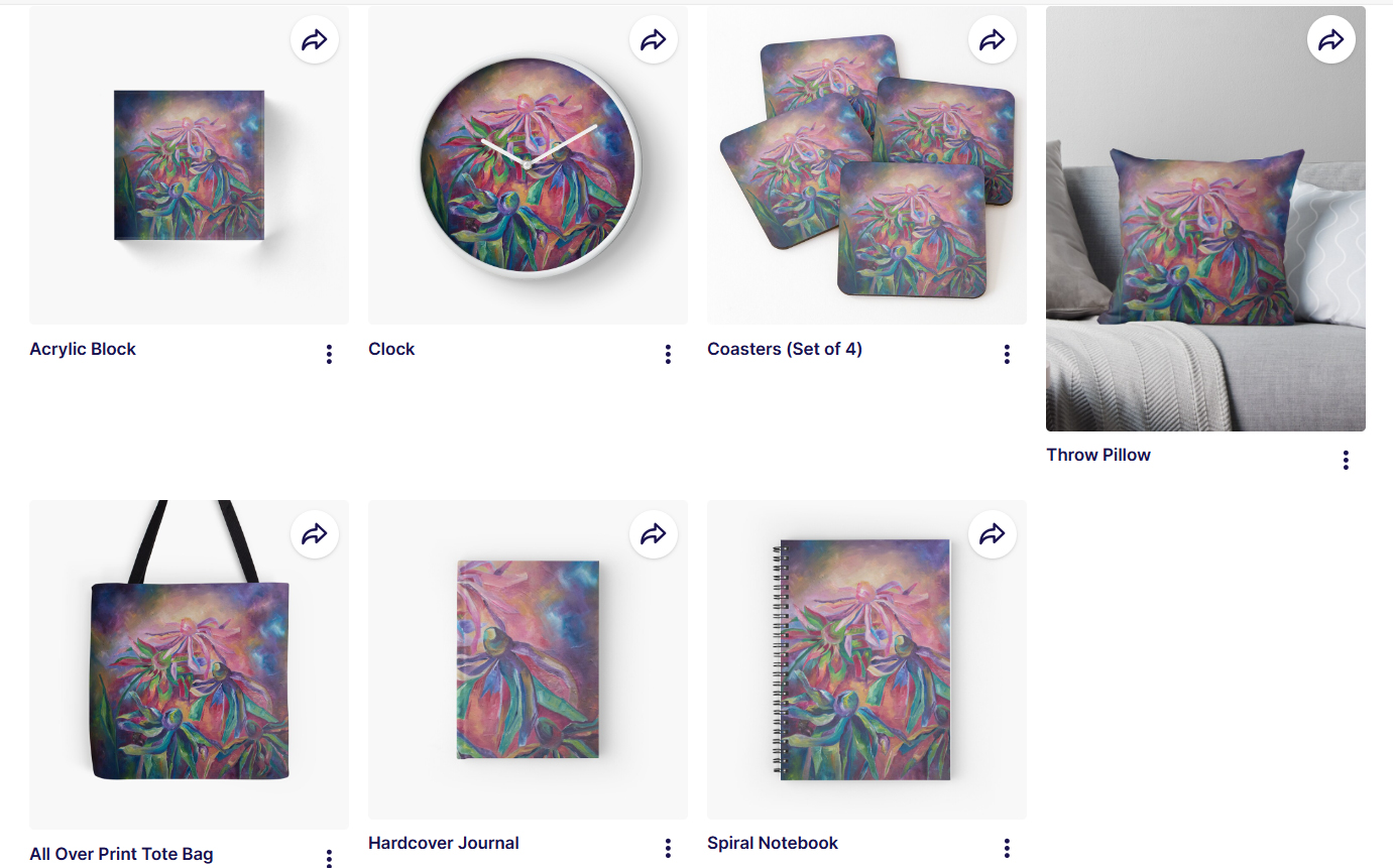 Rudbeckia  design on clock, bags, notebooks